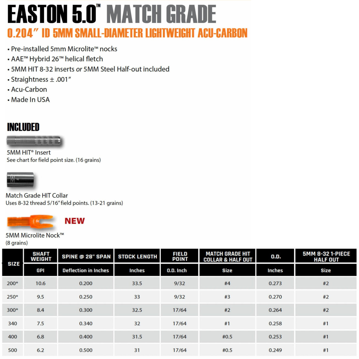 Easton 5.0 Arrows